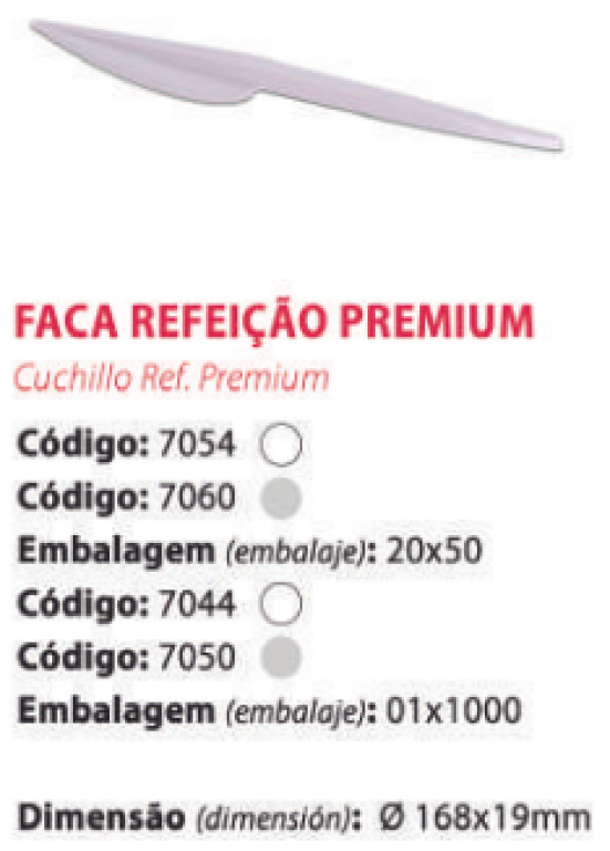PRAFESTA - FACA REFEICAO PREMIUM BRANCA (7044) - CX.1000UN