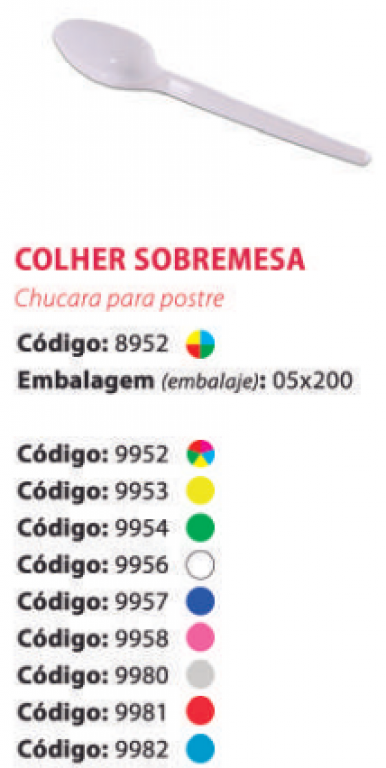 PRAFESTA - COLHER SOBREMESA COLORIDA - CX.20X50UN (9952)