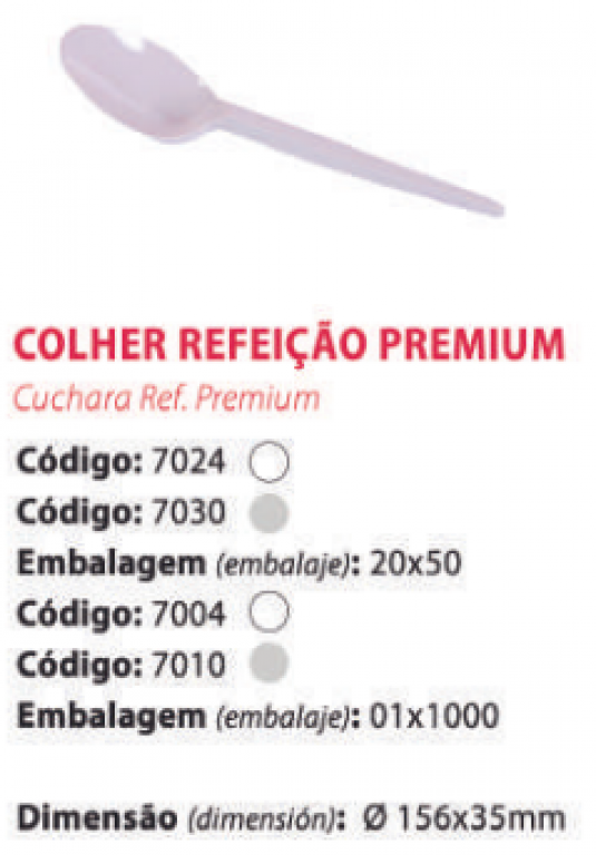 PRAFESTA - COLHER REFEICAO PREMIUM BRANCA (7024) - CX.20X50UN