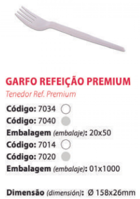 PRAFESTA - GARFO REFEICAO PREMIUM CRISTAL (7040) - CX.20X50UN