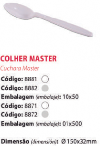 PRAFESTA - COLHER MASTER BRANCO (8881) - CX.10X50UN