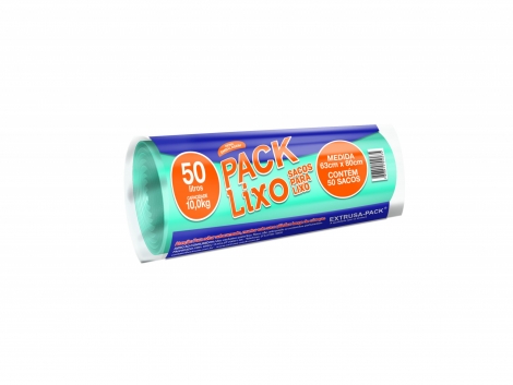 PACK LIXO 050 LITROS AZUL 63X80 RL 50 UN