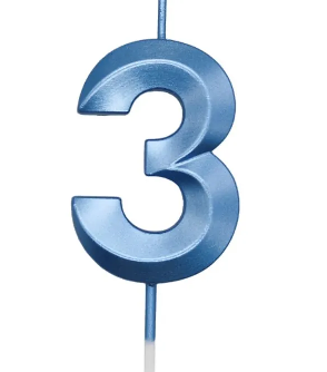 SILVER PLASTIC - VELA MINI DESIGN AZUL N.3 - UN