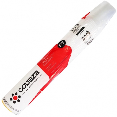 COPAZA - COPO PLASTICO C-200ML (PS) ABNT 2012 TRANSPARENTE - PT.100UN