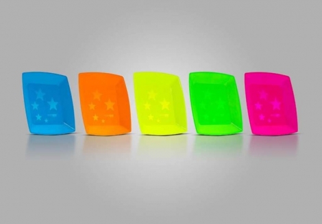 PLASTILANIA - PRATO GRANDE SQUARE NEON VERDE - CX.30X10UN